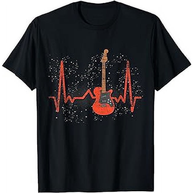 T-Shirt Cadeau Bassiste - Motif Cœur Battant Basse Guitare, 100% Coton