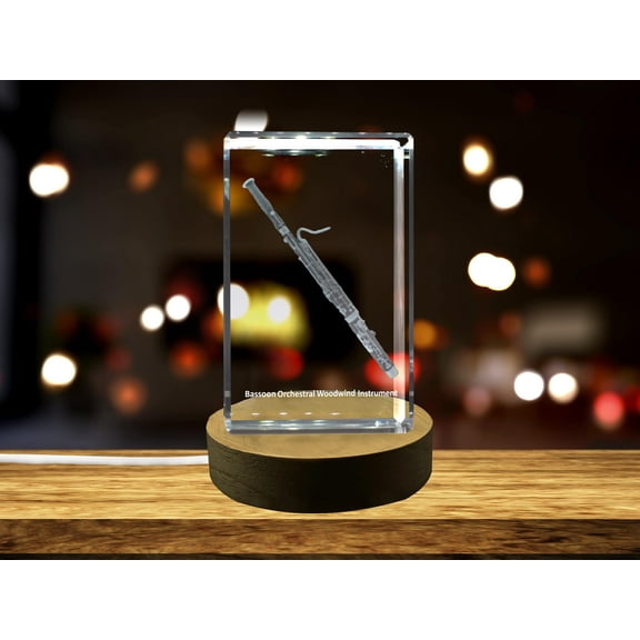 Bassoon 3D Engraved Crystal 3D Engraved Crystal Keepsake/Gift/Decor/Collectible/Souvenir