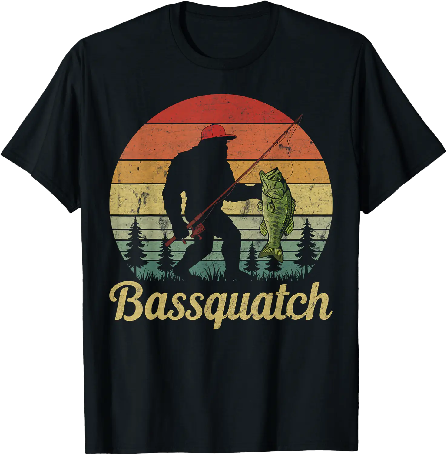 Bassquatch Bass Fishing Bigfoot UFO Sasquatch Gifts T-Shirt - Walmart.com