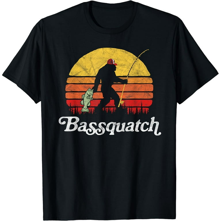 Bassquatch! Funny Bigfoot Fishing Outdoor Retro T-Shirt Bassquatch! Funny Bigfoot Fishing Outdoor Retro T-Shirt