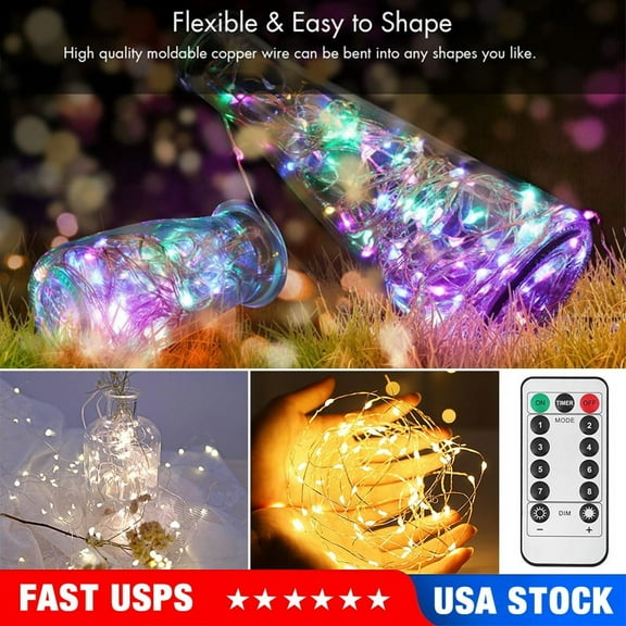 Basstop String Lights Copper Wire Fairy lights Night Light For Christmas Garland Room Bedroom Indoor Wedding Decoration Lamp-10M/White