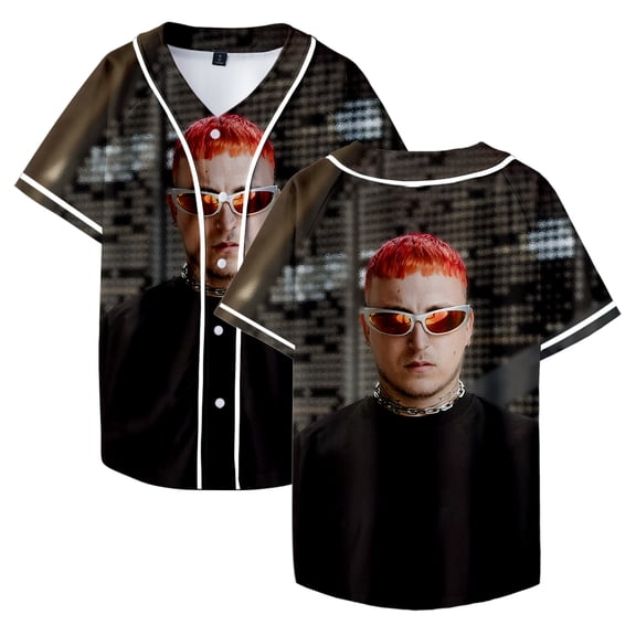 Basswell Rapper Merch Baseball Jersey Men/Women Casual Thin button Baseball uniform Oil Slick Custom Jersey Style1