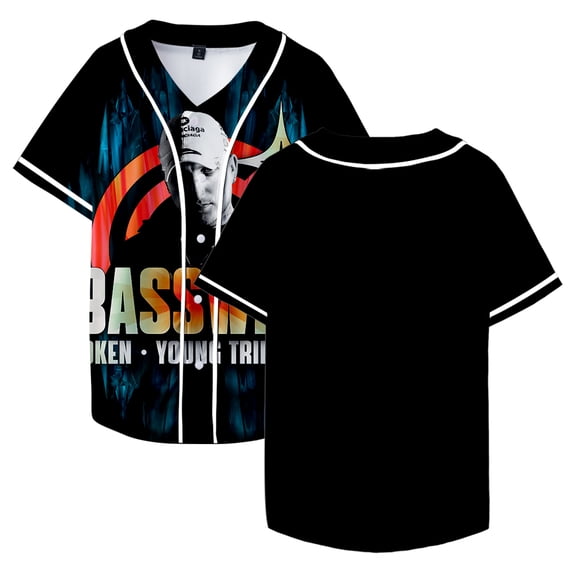 Basswell Rapper Merch Baseball Jersey Men/Women Casual Thin button Baseball uniform Oil Slick Custom Jersey Style2