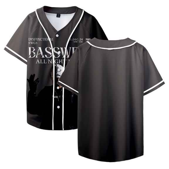 Basswell Rapper Merch Baseball Jersey Men/Women Casual Thin button Baseball uniform Oil Slick Custom Jersey Style4