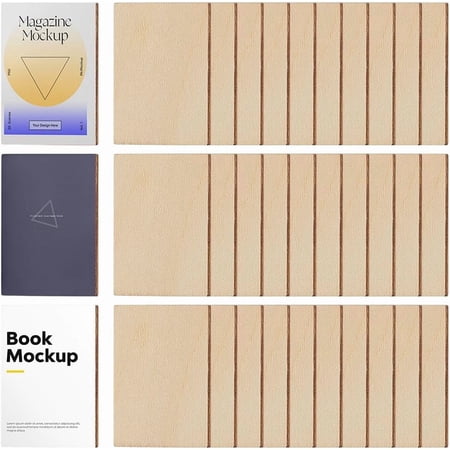 Basswood Plywood Sheet Unfinished Wood Cutouts Rectangle Blank Mini Book White 29x19x3mm 100pcs/set for DIY