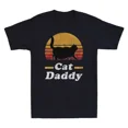 thumbnail image 1 of Bast Dad Cat Daddy Funny Chonky Black Cat Retro Sunset Vintage Men's T-Shirt Tee, 1 of 2