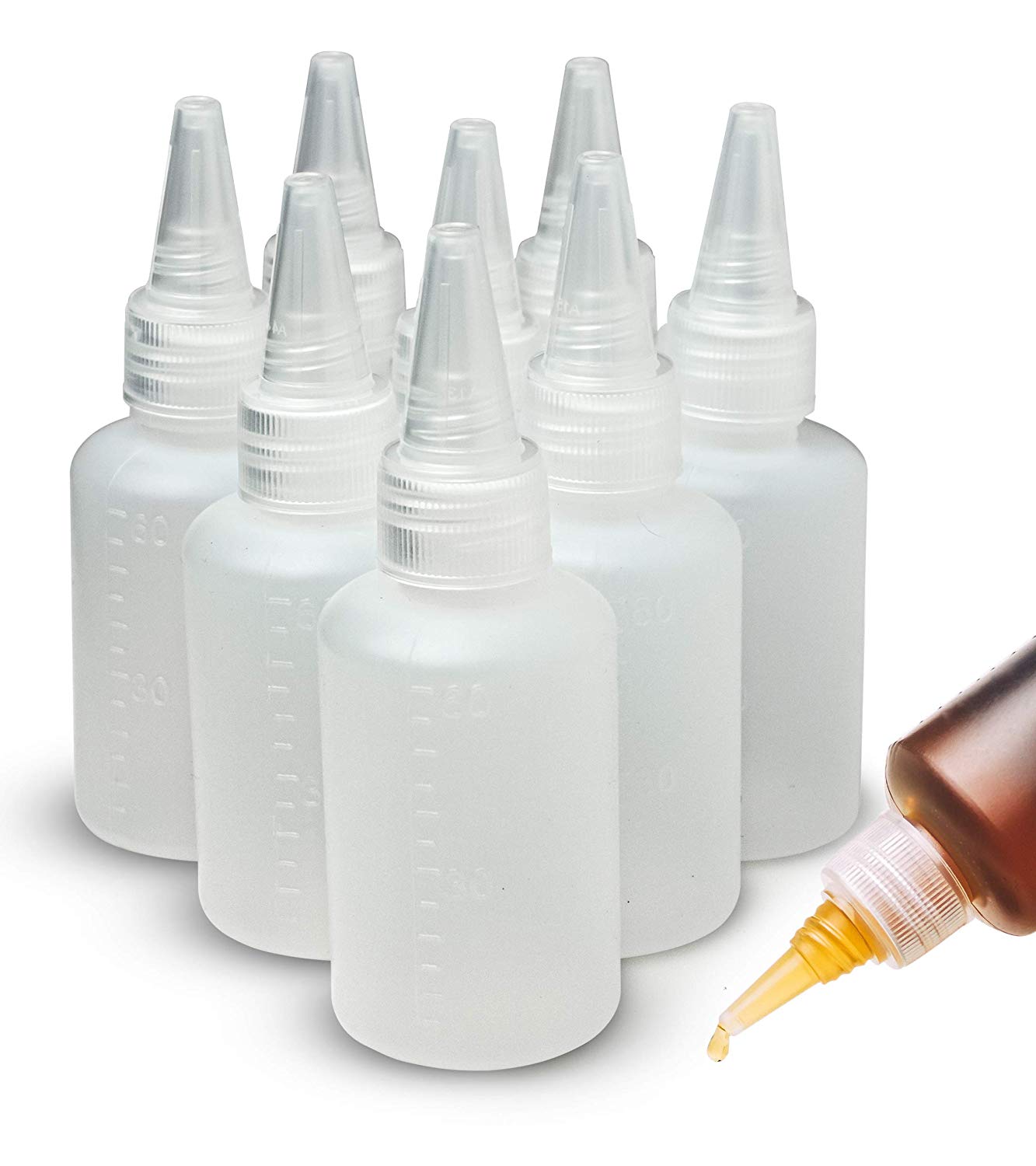 Bastex 2oz Clear Plastic Small Squeeze Bottles. Mini 2 Ounce Empty Squirt  Bottle with Twist top Caps. Great for Paint, Art, Craft, Liquids, Lotion
