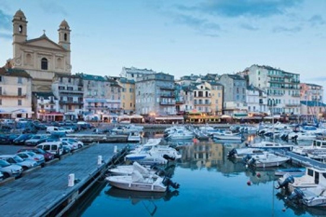 Bastia Port at Dusk Canvas Art - Walter Bibikow DanitaDelimont (36 x 24)
