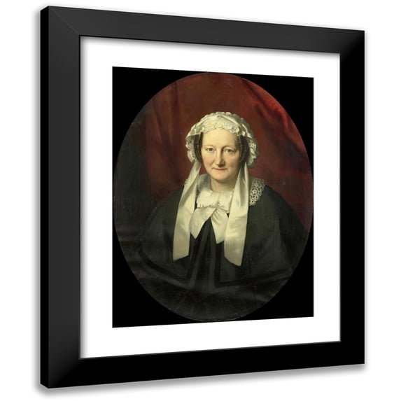 Bastiaan De Poorter 19x24 Black Modern Framed Museum Art Print Titled - Portrait of Johanna Maria Parve, Wife of Hendrik Andre Cornelis Tierens (1857)