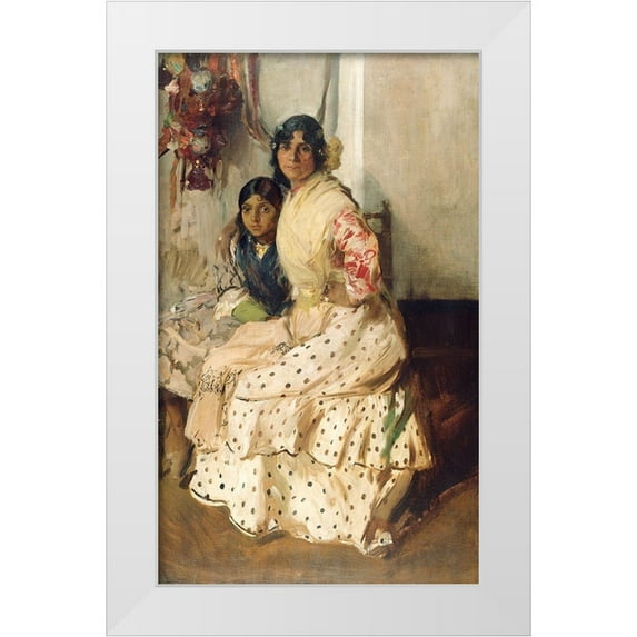 Bastida, Joaquin Sorolla y 12x18 White Modern Wood Framed Museum Art Print Titled - Pepilla the Gypsy and Her Daughter