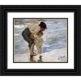 thumbnail image 1 of Bastida, Joaquin Sorrolla 14x12 Black Ornate Wood Framed with Double Matting Museum Art Print Titled - At the Beach - En la Playa, 1 of 4