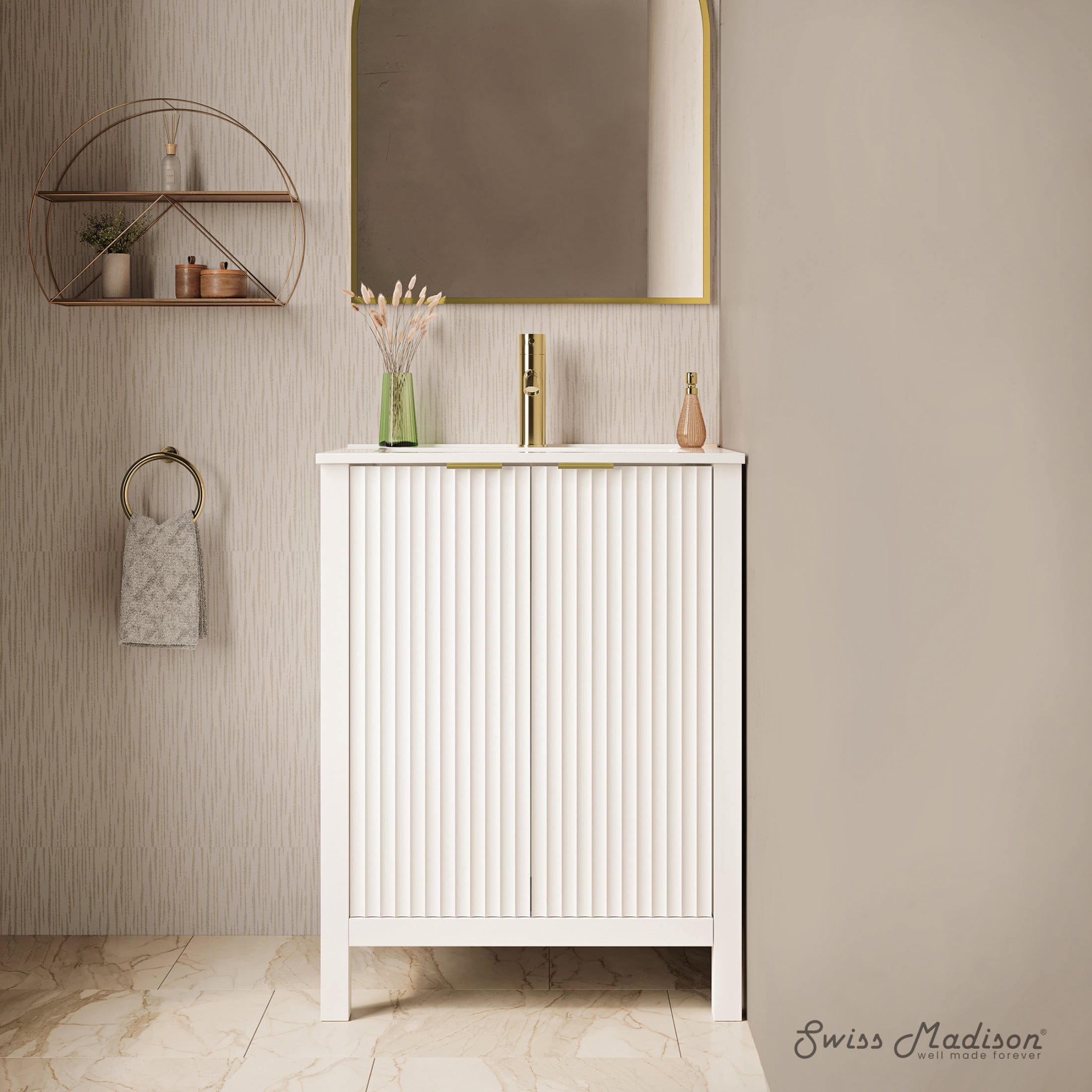 Bastille 24" Freestanding Bathroom Vanity in White with Sink Top