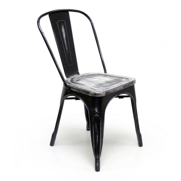 Bastille Cafe Stacking Chair - Antique Black (Set of 2)