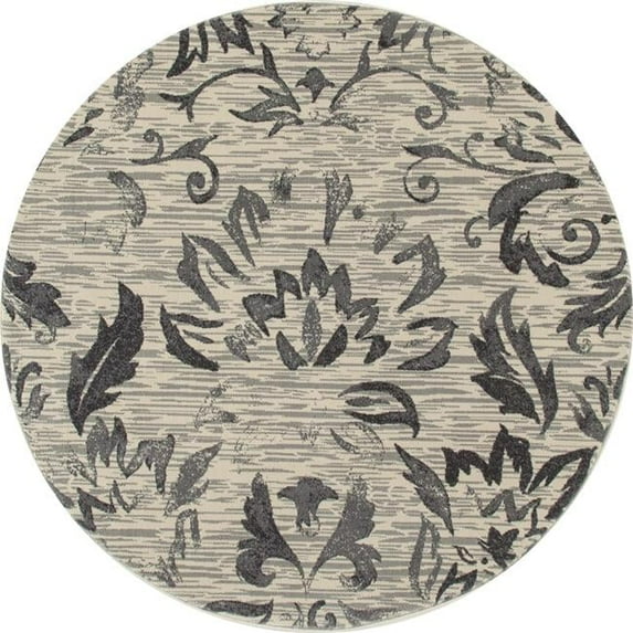 Bastille Collection Faded Beauty Woven Round Area Rug - Light Gray - 5 ft.
