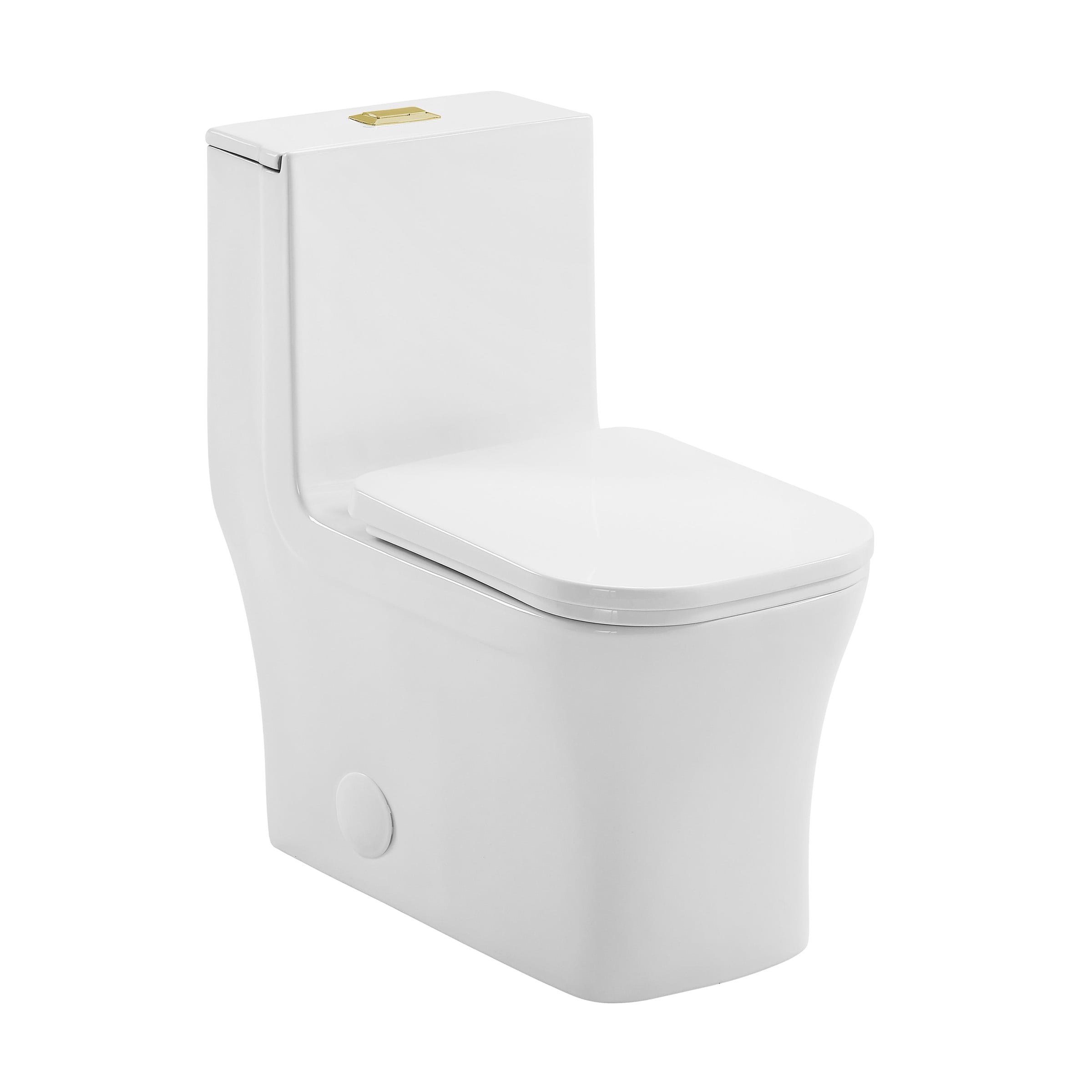 Concorde White One Piece Dual Flush Toilet with Brushed Gold Hardware