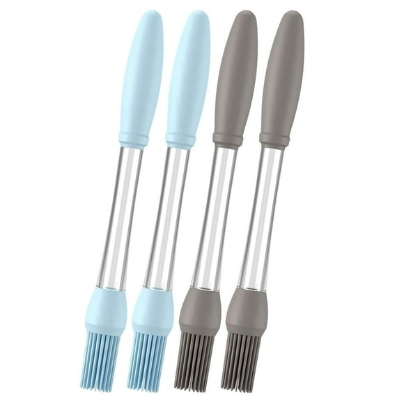 Basting Brush | 4-Pack Silicone Basting Brushes with Oil Reservoir, 450°F Heat-Resistant Bbq & Baking Tools for Grilling Enthusiasts, Dishwasher Safe Kitchen Gadget Set, Basting Brush for Food Grey
