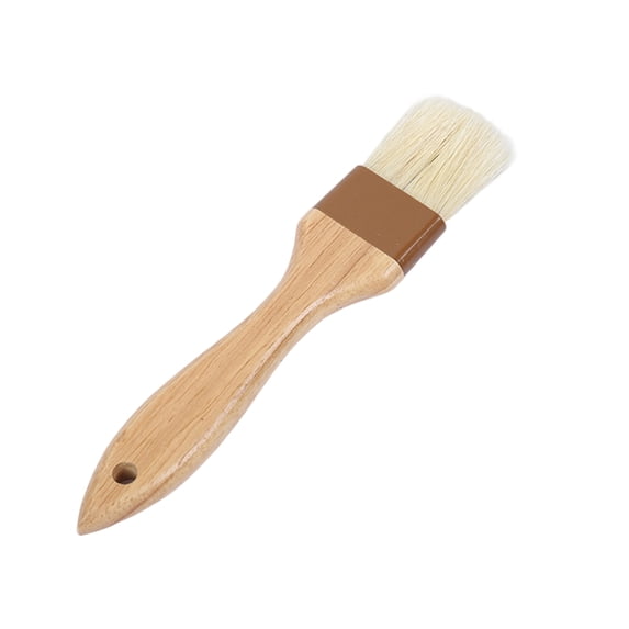 Basting Brush, Medium Wooden Handle, 1 Pack Food Grade Natural Bristle Pastry Brush, for BBQ Grilling Basting Oil Butter Sauce Marinating Kitchen Baking Cooking Use