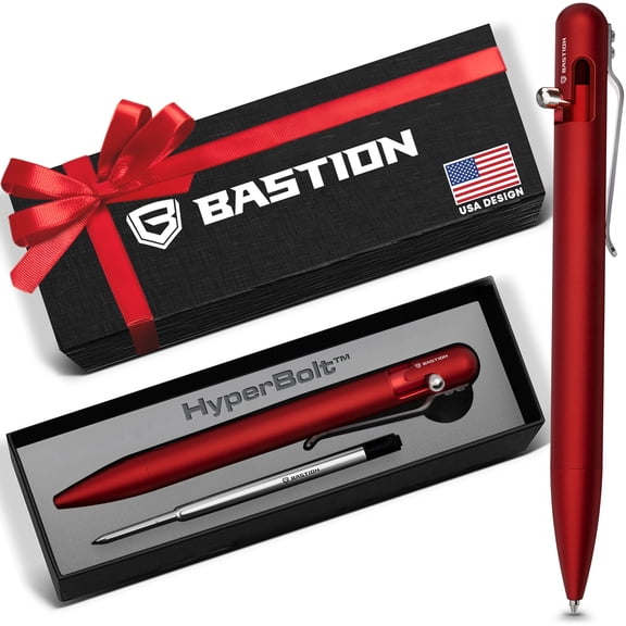 Bastion Aluminum Bolt Action Pen, Regal Red, Ballpoint Refillable, 1 Count