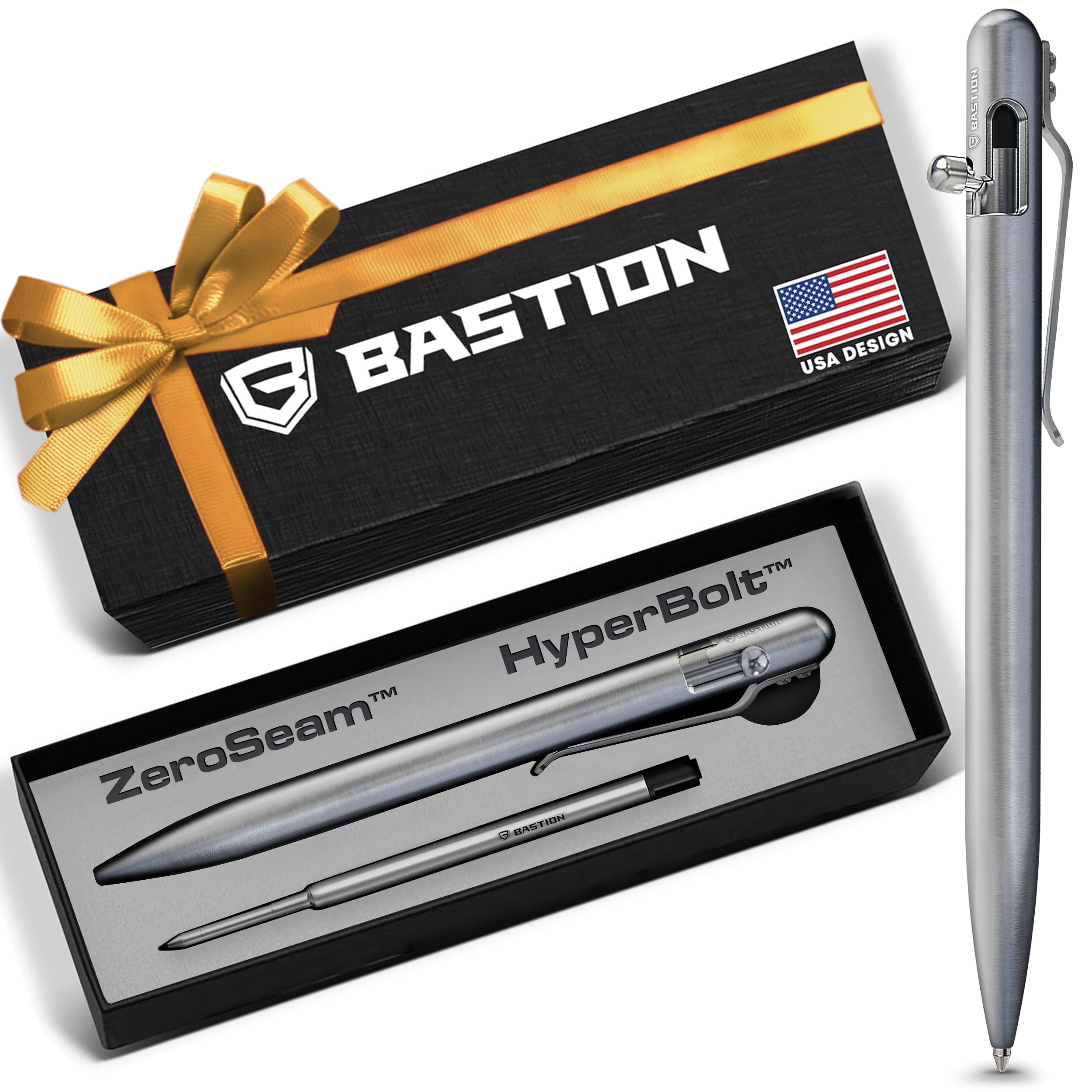 Bolt Action Pen Ballpoint Pen With Compass &Rifle Clip & Extra Refills & Office Decor Gift For Dad/Colleague/Boyfriend/Husband