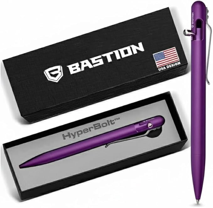Bastion Aluminum Slim Bolt Action Pen, Purple, Ballpoint Refillable, 1 Count