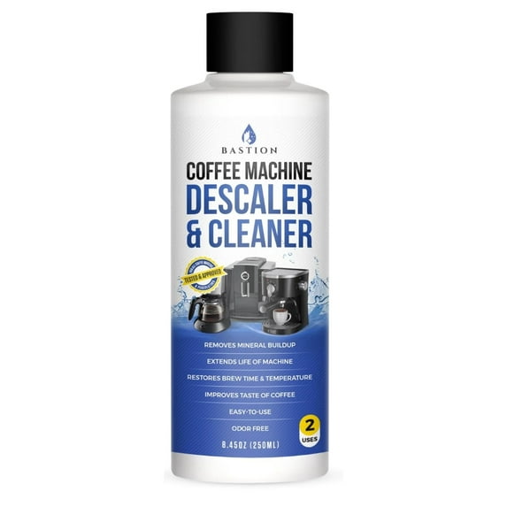 Bastion Coffee Machine Descaler & Cleaner - 2 Uses. (1 Bottle) Universal Descaling Solution Compatible with Keurig, Nespresso, Delonghi and All Single Use Coffee and Espresso Machines