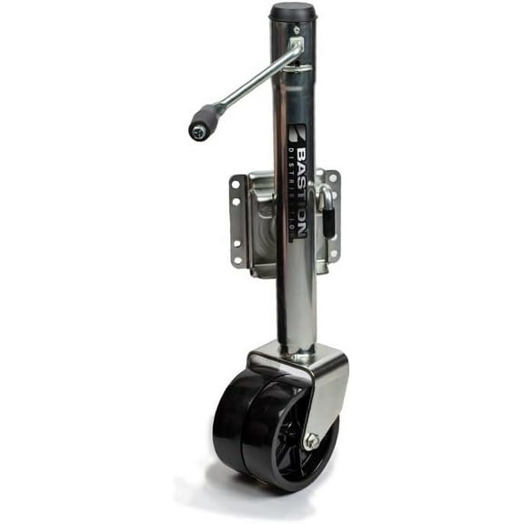 Bastion Distribution Boat Jack/Marine Jack with Double Wheel | Swivel Mount | Bolt On | Smooth Operation | Side-Wind Crank | 6" Wheel | 1500lb Capacity | BD-SW-1500-SM-CW-002