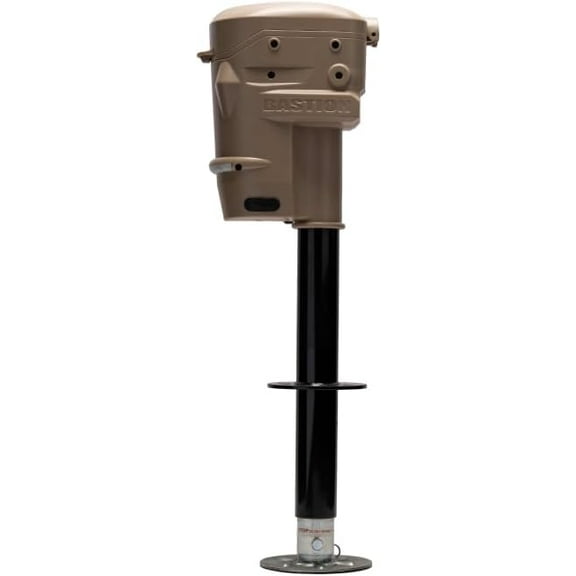 Bastion Distribution Desert Tan Sentinel Pro Electric Jack | 5000lb | A-Frame | IP67 Switches | Storm Shell Cover & Lock | 90 Degree Twist Mount | Panoramic LED | BD-E5000SPRO-FDE