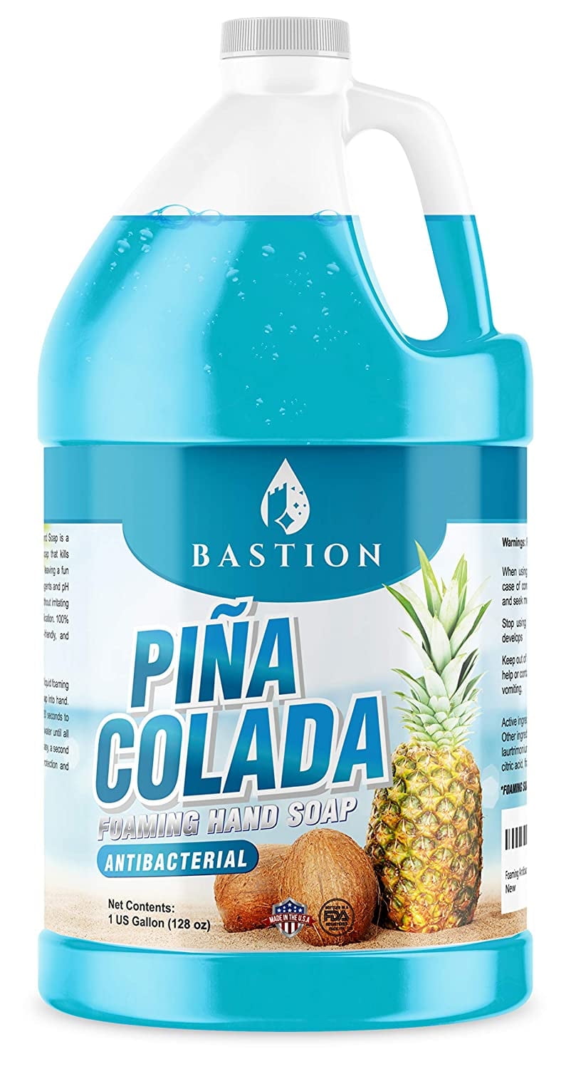 Bastion Foaming Antibacterial Hand Soap: Pina Colada Scented Refill 1 Gallon (128 oz) Bulk Hand Wash