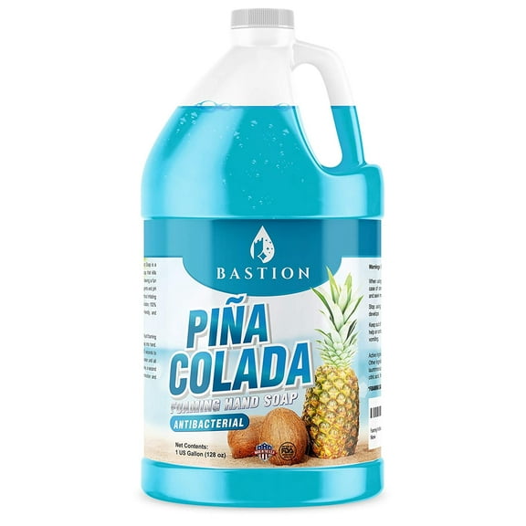 Bastion Foaming Antibacterial Hand Soap: Pina Colada Scented Refill 1 Gallon (128 oz) Bulk Hand Wash