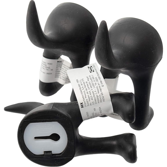 Bastis - Set of 3 Dog Tail Hooks Hat Coat Key Wall Mounted Hanger (Black)