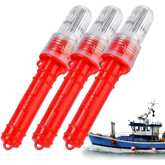 Basysin 2025 New Marine Flares,Boat Safety kit,Marine Flares Coast Guard Approved,Waterproof Fishing Boating Light,Waterproof Buoy Fish Luring Tool Electronic Day/Night Flare,(Red-3PCS)