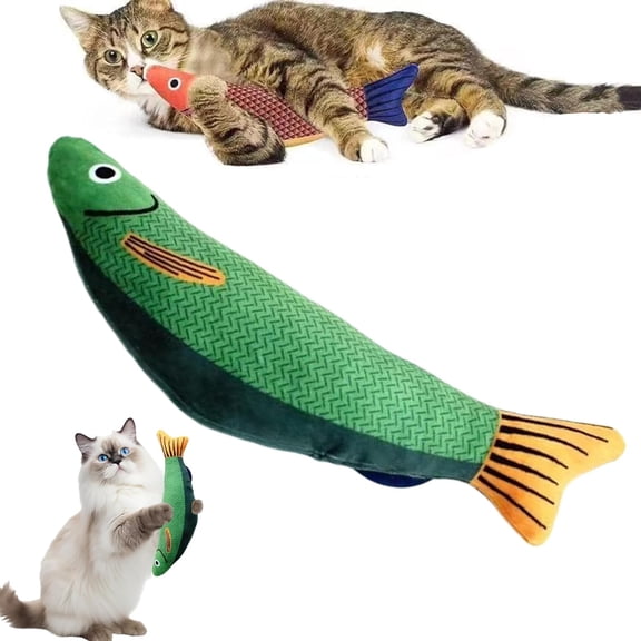 Basysin 2026 New Catnip Toys Saury Fish, Cat & Kitten Chew Kicker Interactive Crinkle Toys for Bored Indoor Adult Cats & Kitten, Cat Gifts Teething Toys Soft and Durable for All Breeds (Green)