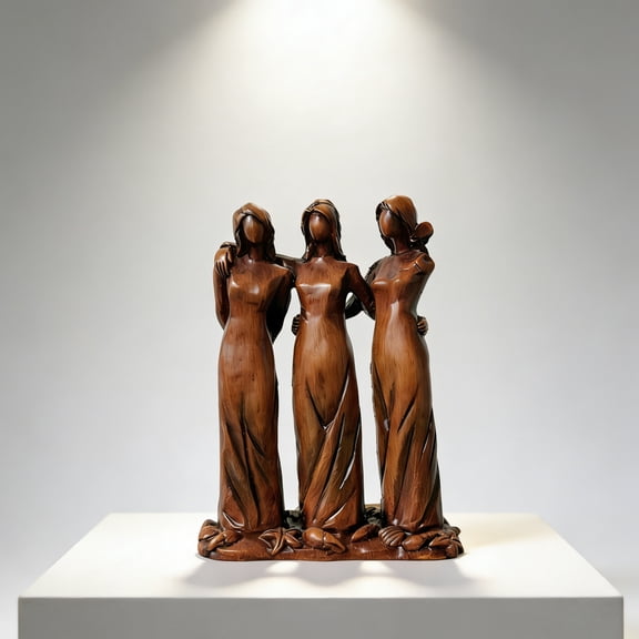 Basysin 2026 New Sisters by My Side, Celebrates Friendships Three Sisters Sculpture, Friend Birthday Gifts for Women, Special Christmas Friendship Day Present for Besties Female (A)
