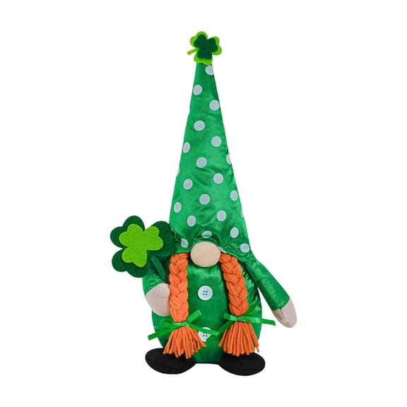 Basysin 2026 New St Patricks Day Decorations - Leprechaun Doll, Plush Shamrock Gnomes Decorations for Home, Office - Green St. Patricks Day Table Centerpiece - Irish Gifts (female gnome)