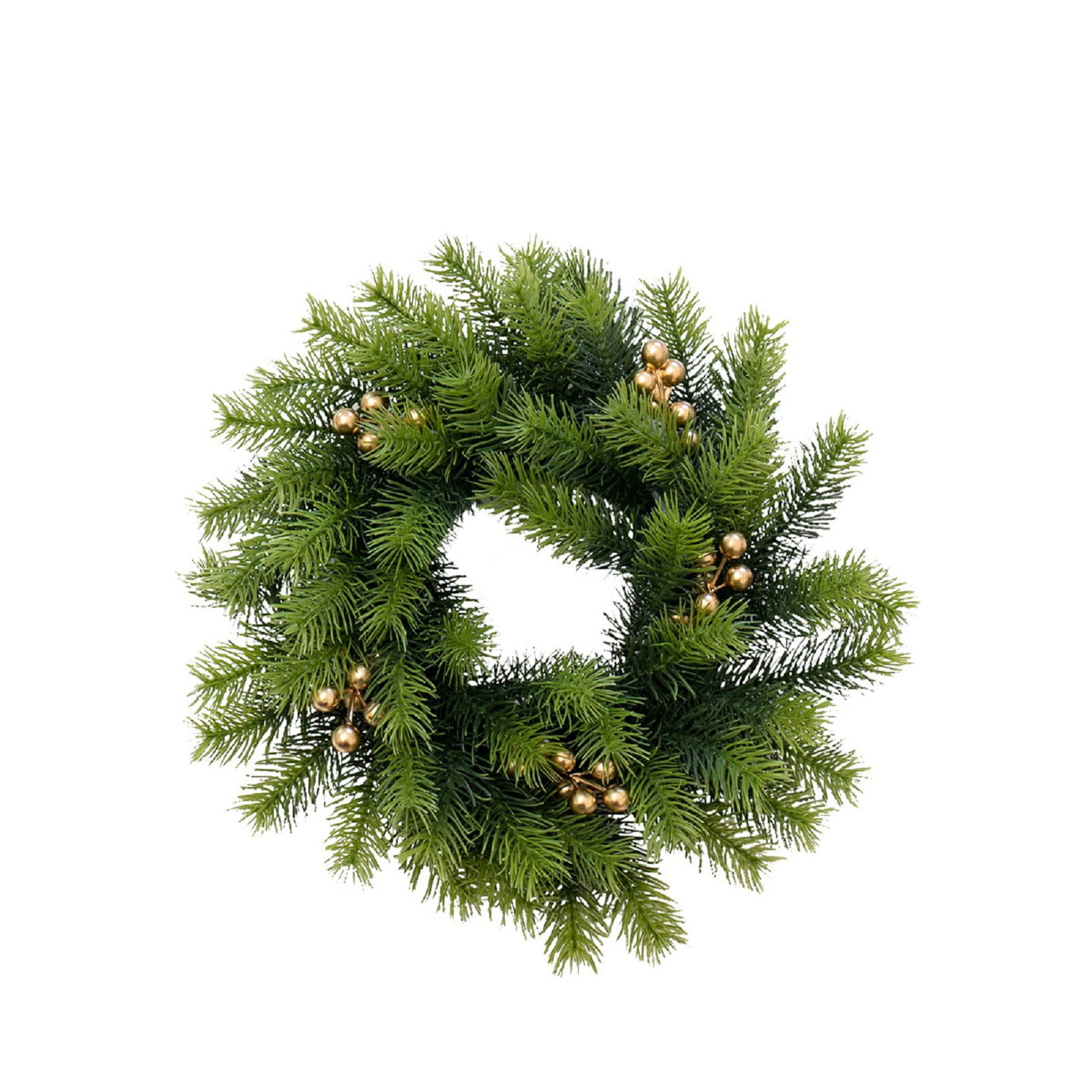 Basysin Christmas Simulation Pines Needle Wreath 14in Green Rattan