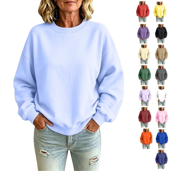Basysin Crewneck Sweatshirts Women Fall Oversized SweatShirt Generic Women Fleece Sweatshirt Long Sleeve Loose Relaxed Fit Casual Pullover Tops Soft SweatShirt