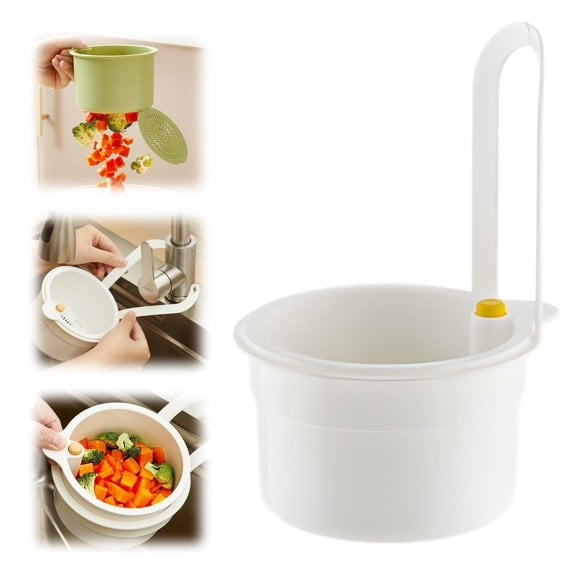 Basysin Faucet Hanging Strainer, Sink Strainer Basket, Stainless Steel Sink Drain Strainer Basket, Corner Hanging Sink Strainer Colander Drain Basket 1PC-White