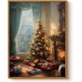 thumbnail image 1 of Basysin Framed Vintage Christmas Tree Wall Art, Rustic Snowy Pine Tree Pictures Wall Decor Paintings, Winter Holiday Canvas Prints Farmhouse Home Decor for Living Room Bedroom 12x16 inch, 1 of 7