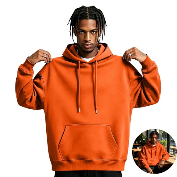 Basysin Men's Hoodies Pullover Long Sleeve Casual Drawstring Sweatshirts Men Casual Solid Color Pullover Drawstring with Pocket, Sizes S-3XL