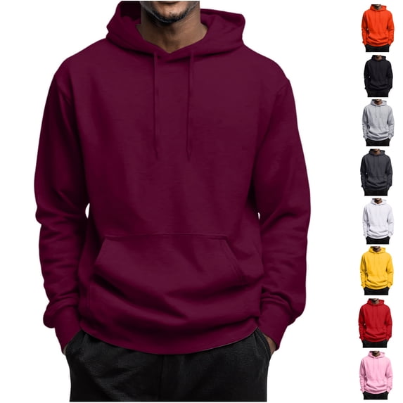 Basysin Men's Pullover Hoodie Long Sleeve Drawstring Hooded Sweatshirt With Pocket Casual Loose Fit Athletic Basic Tops Sport Outerwear, Sizes M-3XL
