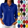 thumbnail image 1 of Basysin Polo Shirts for Women 3/4 Sleeve Tops Golf Tees Business Casual Button Down Crewneck Workout Polo Shirt, 1 of 1