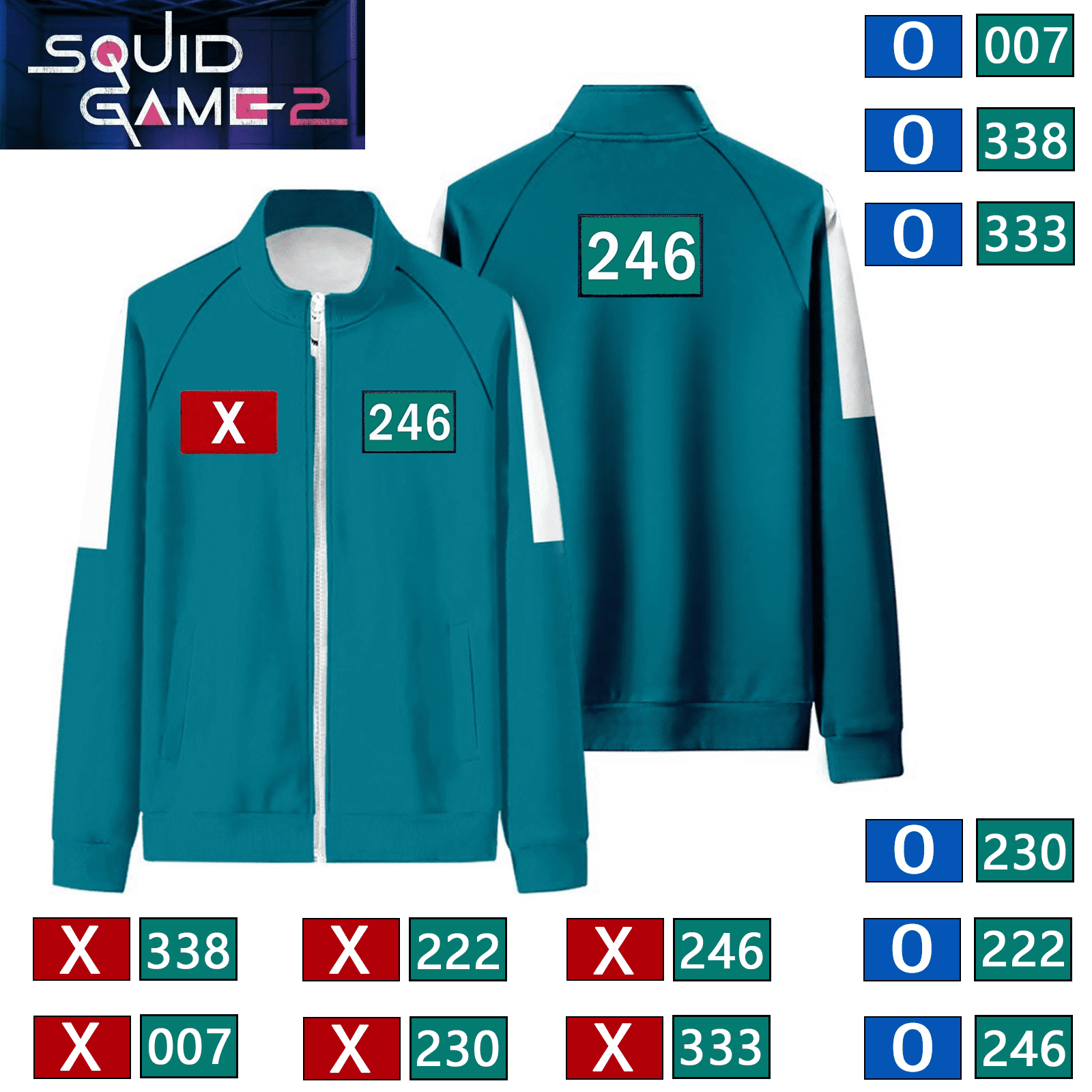 Basysin Squid Game Jacket Adult Full Zip Sweatshirt Coat with Pockets ...
