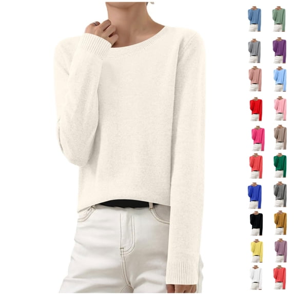 Basysin Sweaters for Women Fall Long Sleeve Lightweight Crewneck Knit Tops Casual Soft Pullover Sweater Base Layer ShirtsFall Sweaters For Women