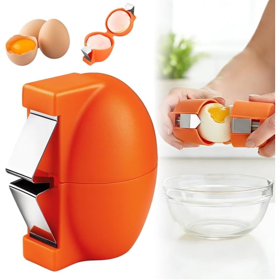 Basysin Upgrade Egg Shell Opener, Boiled Egg Peeler Tool for Hard Boiled Eggs, Multifunctional Stainless Steel Egg Cracker for Home Kitchen Eggs Openers ((Orange))