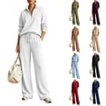 thumbnail image 1 of Basysin Women Half Zip Pullover Sweatshirt Wide Leg Pants Two Piece Outfit Set Loose Comfort Tracksuit Soft Loungewear Sweatsuit, 1 of 6