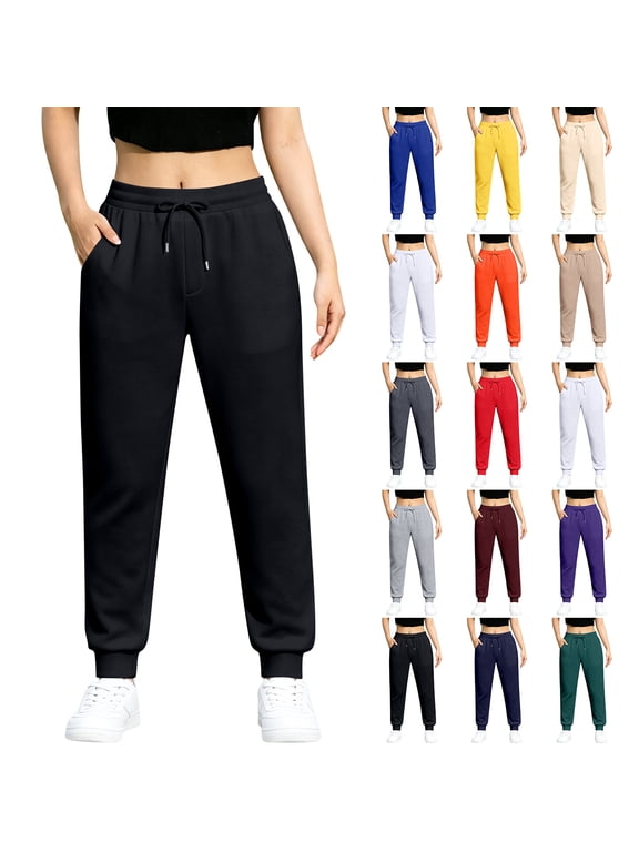 Women Wide Leg Jogger Pants Cuffed Loose Fit Straight Leg Sweatpants for Casual Wear Sport Trousers With Side Pockets Soft Comfortable Daily Wear for Ladies