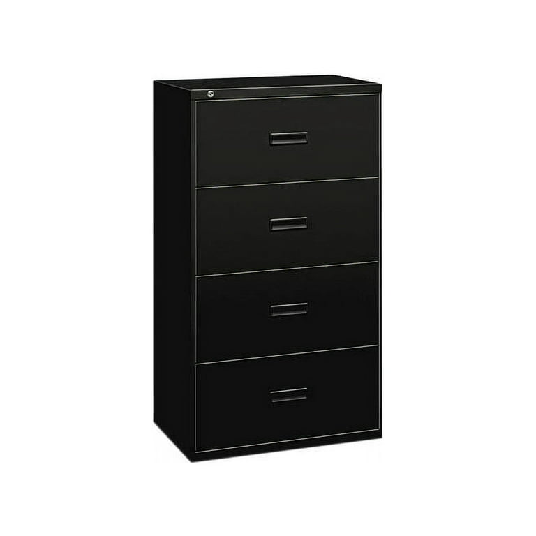 Basyx Drawers Lateral Lockable Filing Cabinet, Black