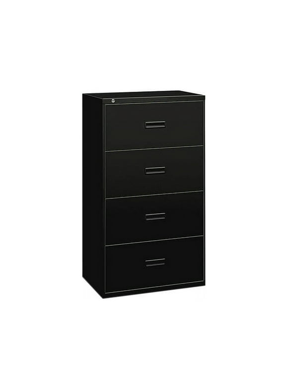 Basyx 4 Drawers Lateral Lockable Filing Cabinet, Black