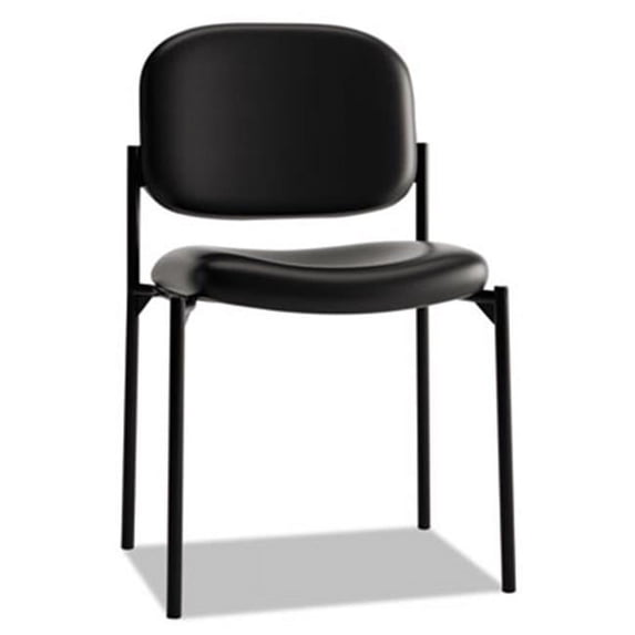 Basyx VL606SB11 Stacking Armless Guest Chair, Black Leather