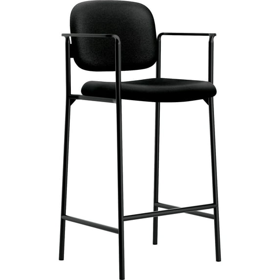 basyx by HON VL636 Cafe-Height Stool - 23.25" x 21.5" x 43.75" - 250 lb Weight Capacity - Polyester - Black - 2/ Carton - Assembly Required